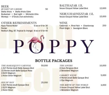 photo of poppy los angeles menu