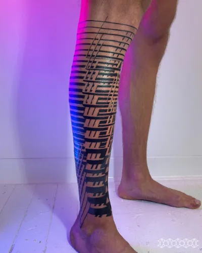  Line Leg Tattoo For Men