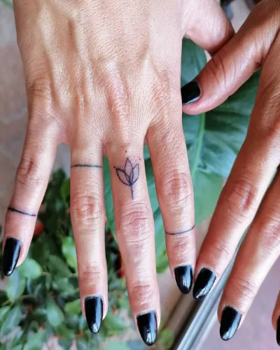 Beautiful Flower Finger Tattoos