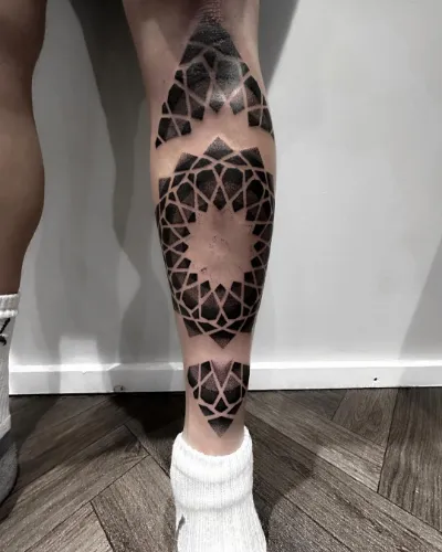 Broken Mandala Leg Tattoo