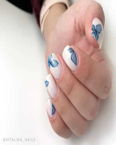 Butterfly White Nails