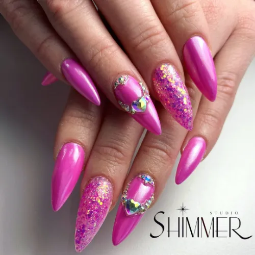 Chrome Pink Nail Design