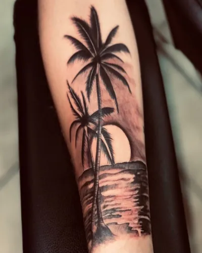 Coconut Trees Mens Arm Tattoo