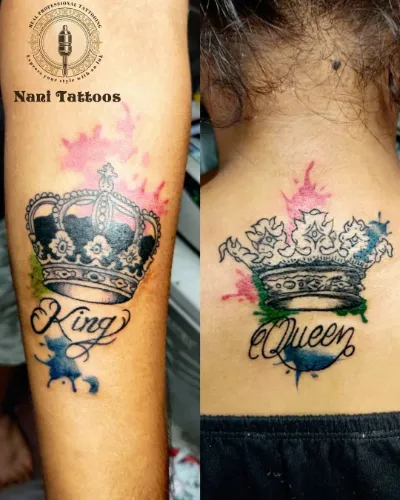 Colorful King and Queen Tattoos