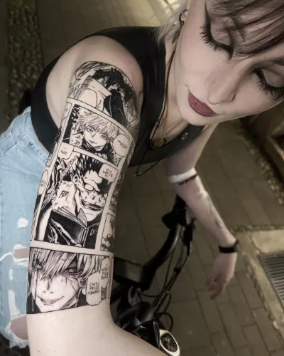 Comic Strip Classy Female Half Sleeve Tattoo