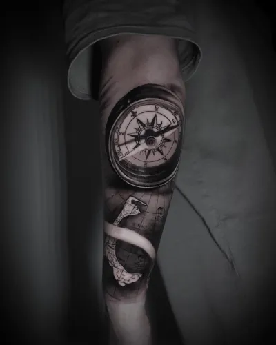 Compass Side Arm Tattoo For Gentlemen