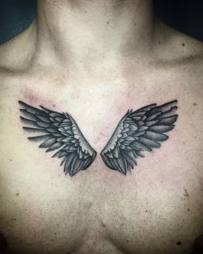 Cool Classic Wings Chest Tattoo Ideas