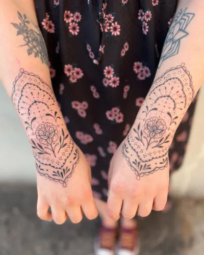 Dotwork Line Tattoos For Hand