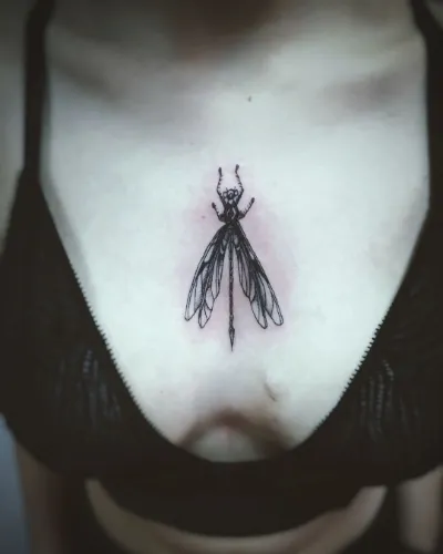 Dragonfly Cleavage Tattoo Design