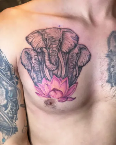 Elephants Chest Tattoo