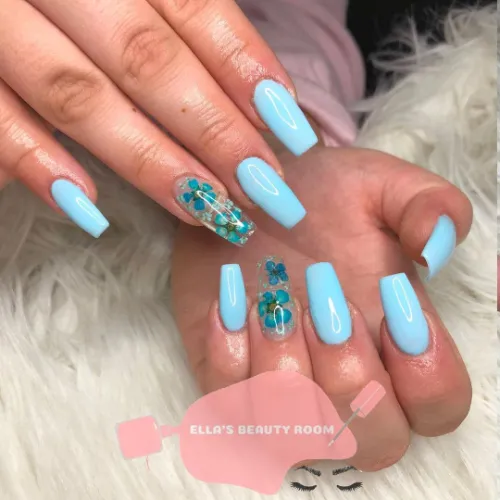 Encapsulated Baby Blue Nails