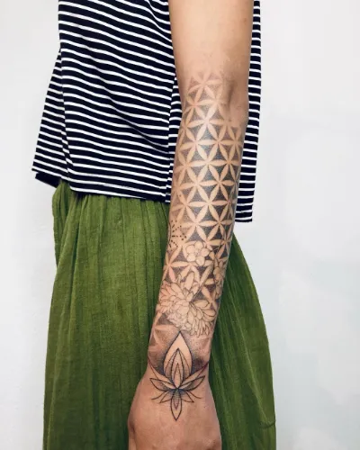 Flower Womens Half Sleeve Tattoo
