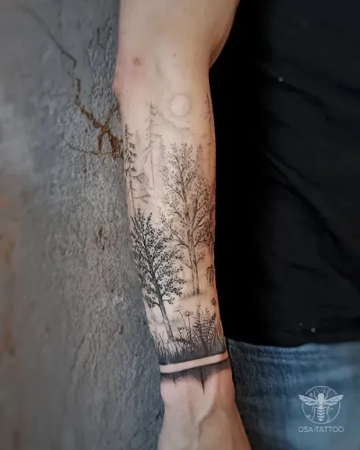 Black Forest Arm Sleeve Tattoo