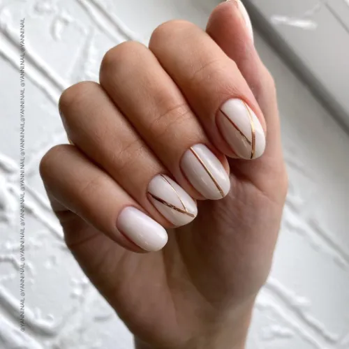 Gold And White Nail Design