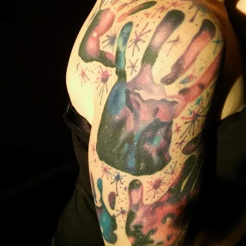 Handprint Half Sleeve Female Tattoo