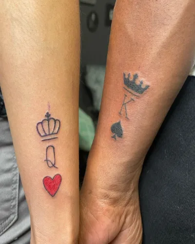 Heart-Spade King and Queen Tattoos