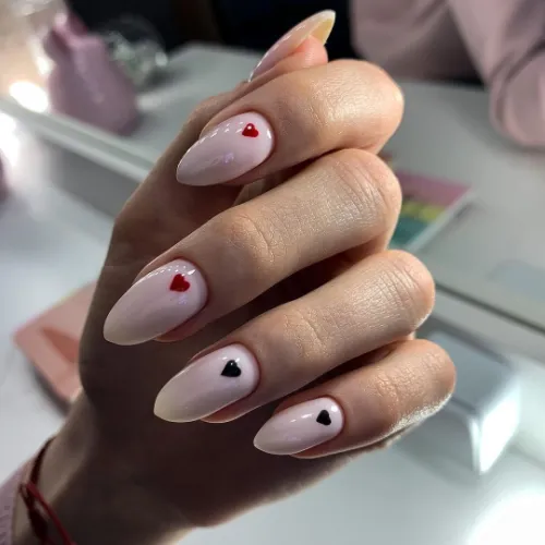 Hearts Design White Nails