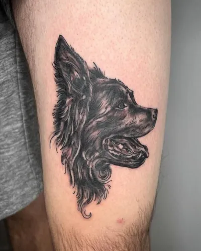 Dog Tattoo For Leg Man