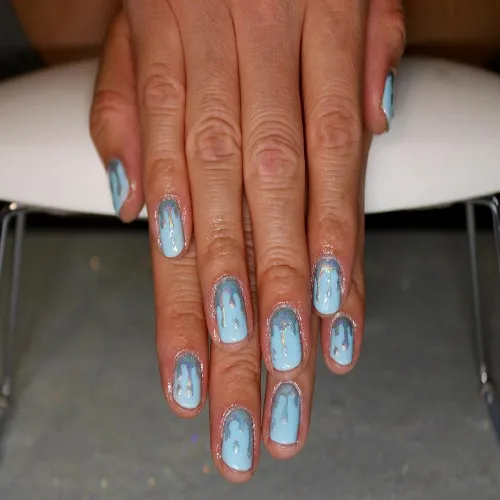 Icicles Baby Blue Nails Design