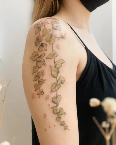 Leafy Vines Half Sleeve Tattoo Women