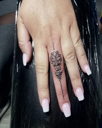 Lotus Finger Tattoos Women
