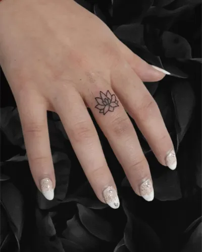 Luscious Lotus Womens Finger Tattoo