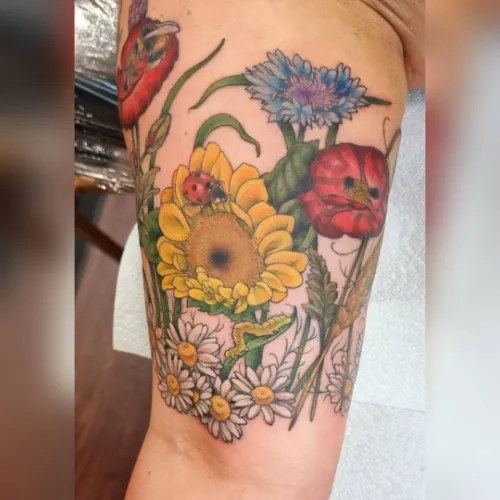 Mini Garden Half Sleeve Tattoo Idea for Women