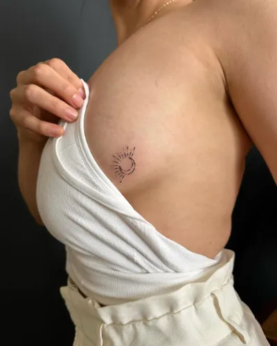 Moon Side Breast Tattoo