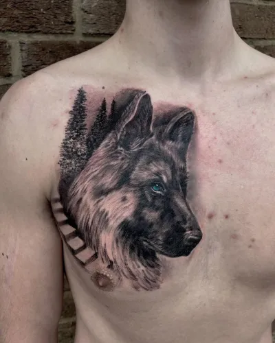 Pet Dog Chest Tattoo