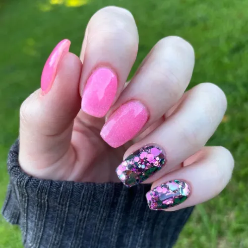Pink Confetti Bright Summer Nails