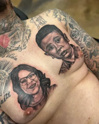 Portrait Full Chest Tattoos Men
