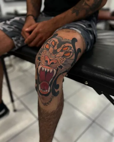 Tiger Knee Tattoo For Men