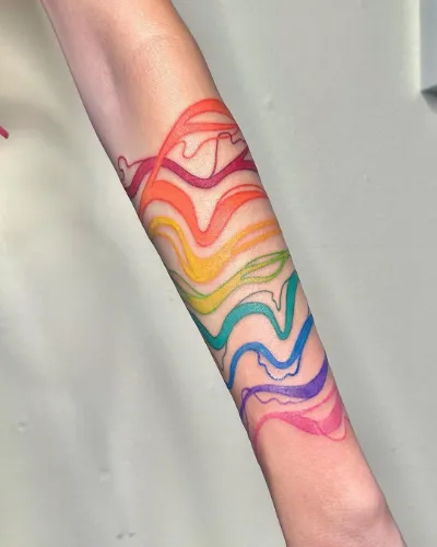 Rainbow Half Sleeve Tattoo Idea Women