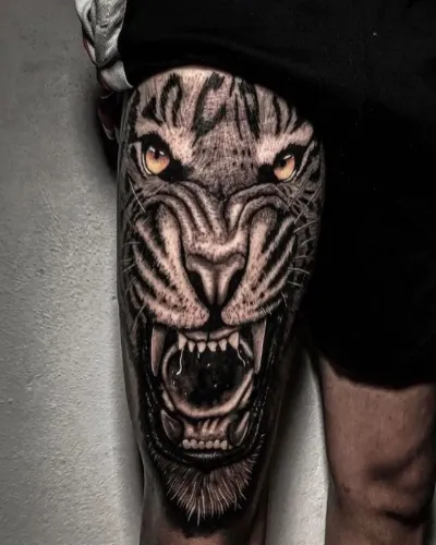 Tiger Tattoo For Mens Thigh
