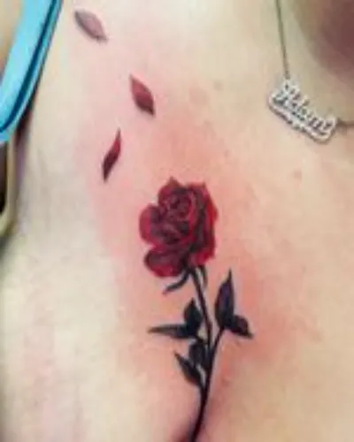 Rose Petals Small Chest Tattoo
