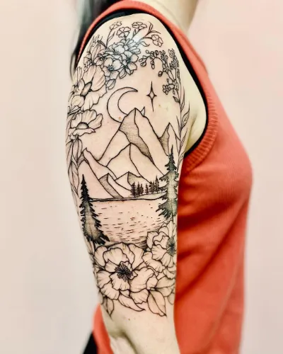 Design for Classy Female Half Sleeve Tattoo