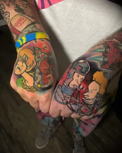Scooby doo realistic tattoo on hand
