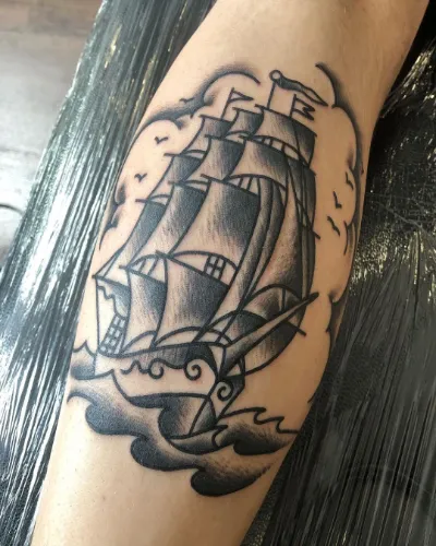 Yacht Leg Tattoo For Man