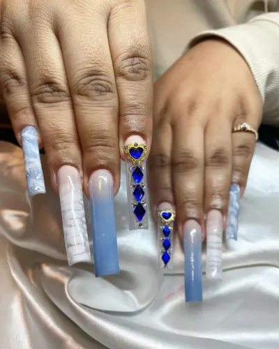 Sparkle Baby Blue Nails
