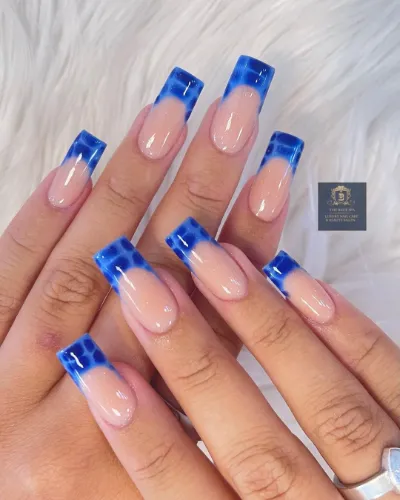Square Pattern Baby Blue Nails