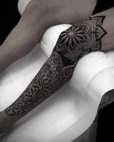 Geometric Leg Sleeve Tattoo For Men