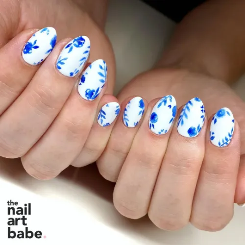 Watercolor Baby Blue Nails