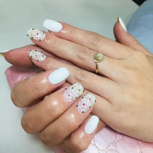 White Bedazzled Nail