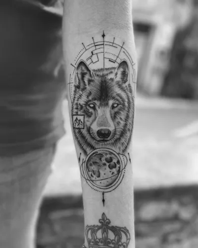Wild Wolf Forearm Tattoo For Men