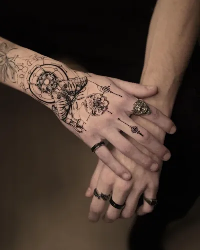 beautiful butterfly hand tattoo