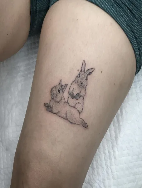 Above Knee Bunny Tattoo