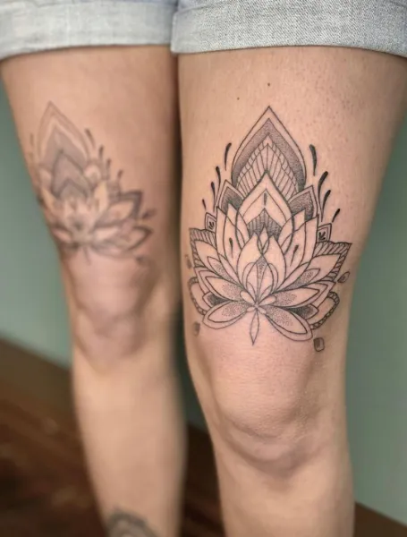 Above Knee Mandala Tattoo