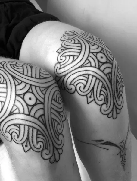 Above Knee Tribal Tattoo