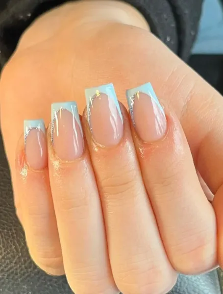 Baby Blue French Manicure