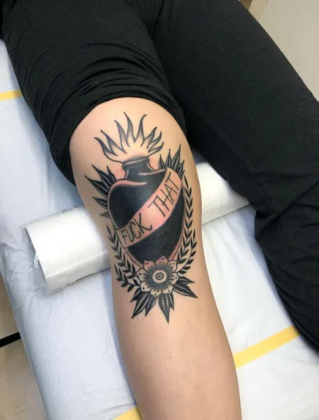 Heart Kneecap Tattoo